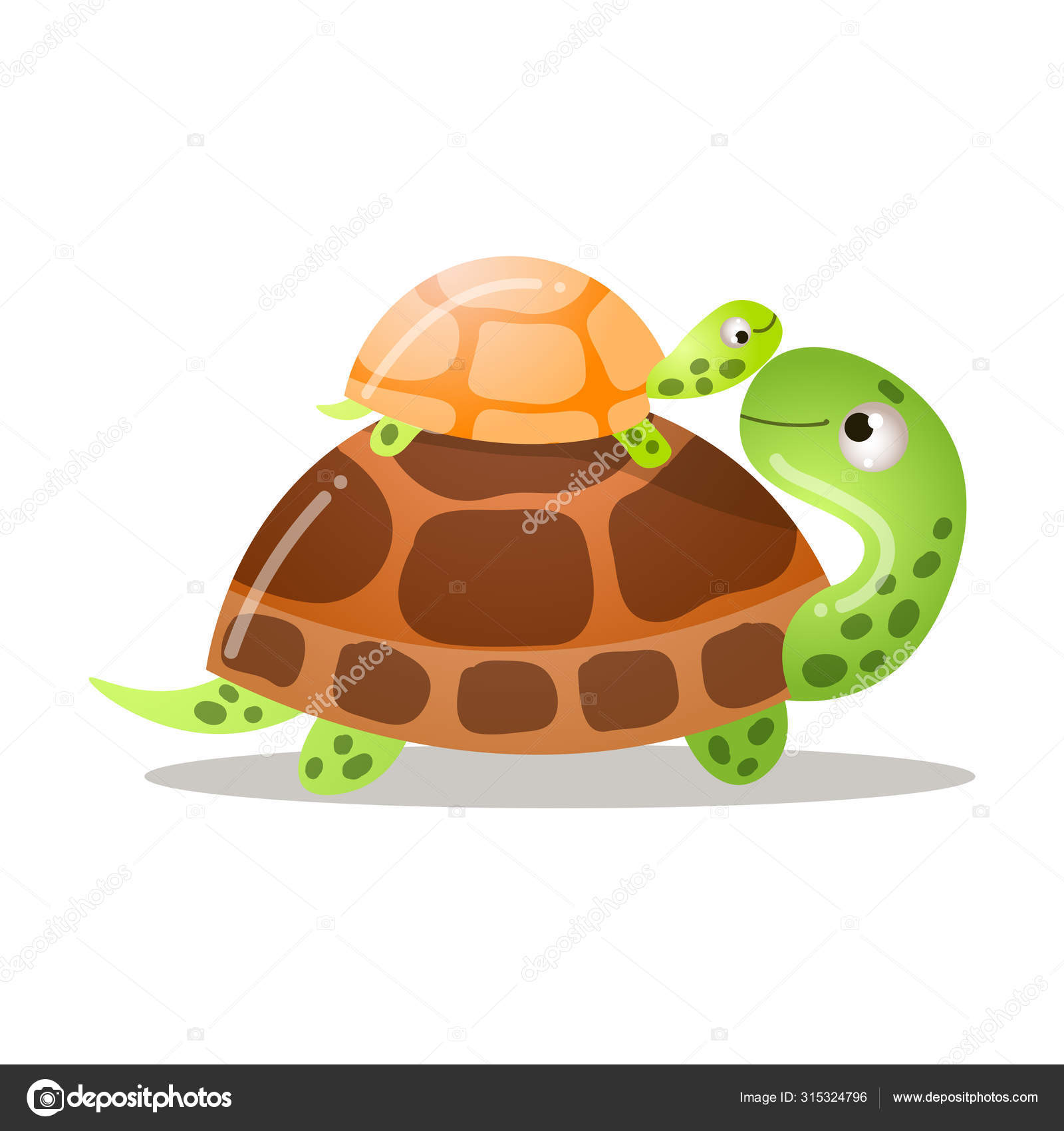 Image vectorielle Mignonne tortue est debout avec un bébé. Illustration  vectorielle isolée sur fond blanc par ©greenpic.studio - 315324796, image size:1600x1700