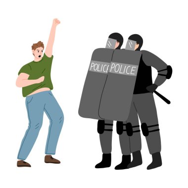 İnsan hakları için grev sırasında polis direnişi yaşayan genç eylemci