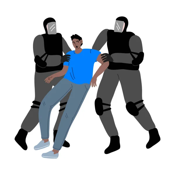 Un militant arrêté et arrêté par la police anti-émeute pendant la grève — Image vectorielle