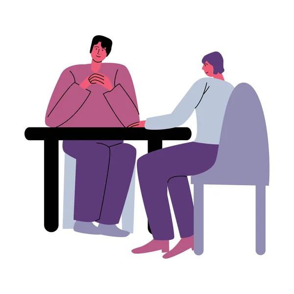 Persone partner sedute e incontri di lavoro in ufficio — Vettoriale Stock