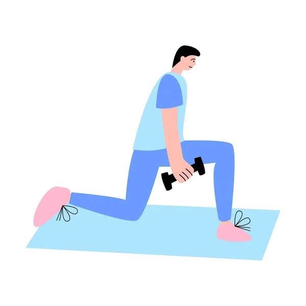 Jeune homme faisant des exercices et de l'entraînement dans la salle de gym pendant la semaine — Image vectorielle