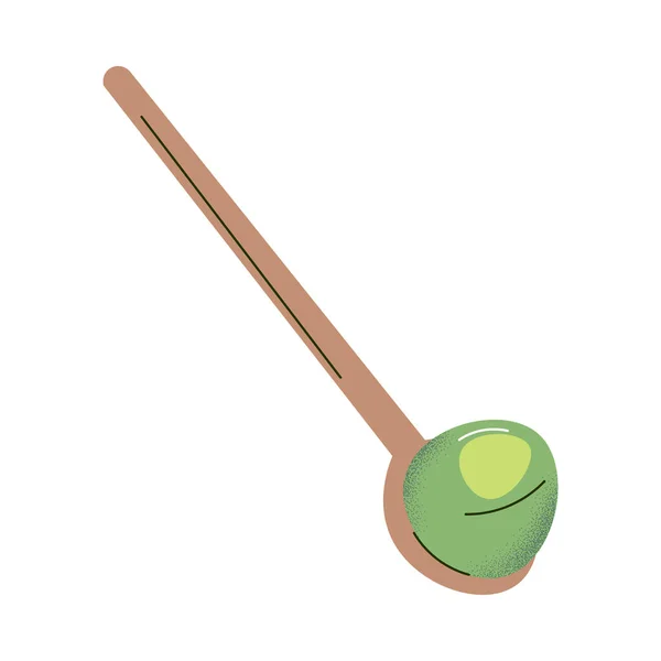 Poudre de thé matcha vert dans une illustration vectorielle de cuillère en bois measiring spéciale — Image vectorielle