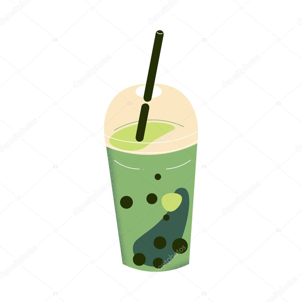 Lemonade or beverage drink with green matcha tea powder vector illustration