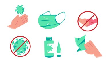 Salgın sırasında koronavirüs enfeksiyonundan korunmak için pankart seti.