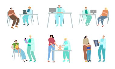 Ebeveynleri ve yetişkin hastaları olan çocuklar farklı kliniklerdeki doktorları ziyaret ediyorlar.