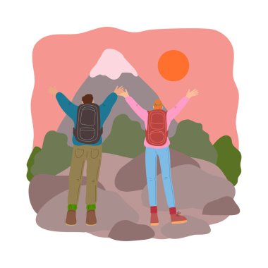 Çiftler doğada seyahat ederken gün doğumuyla karşılaşıyorlar.