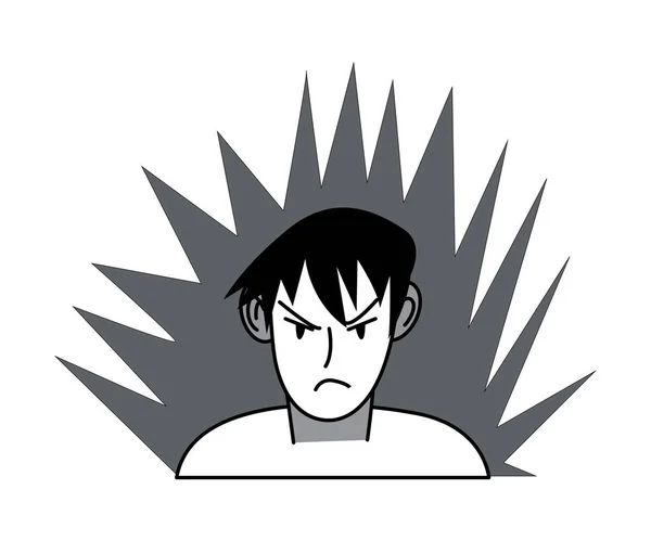Manga arrabbiato uomo personaggio disegno da tradizionale giapponese fumetti — Vettoriale Stock