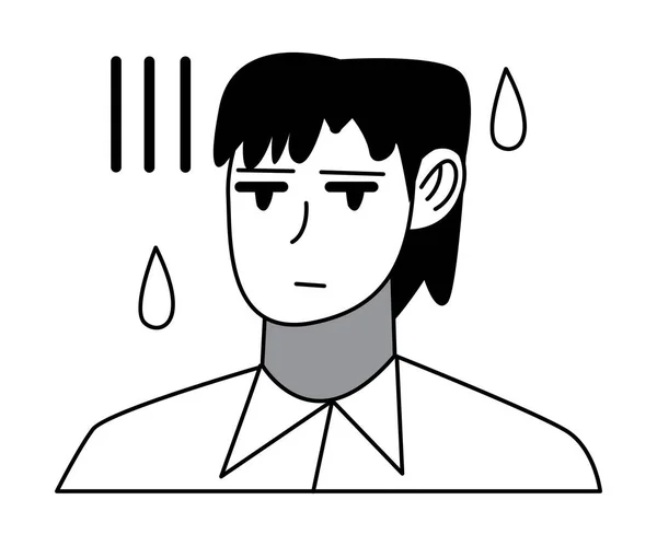 Manga ruhigen Mann Charakter Gesicht Zeichnung mit Tropfen herum — Stockvektor