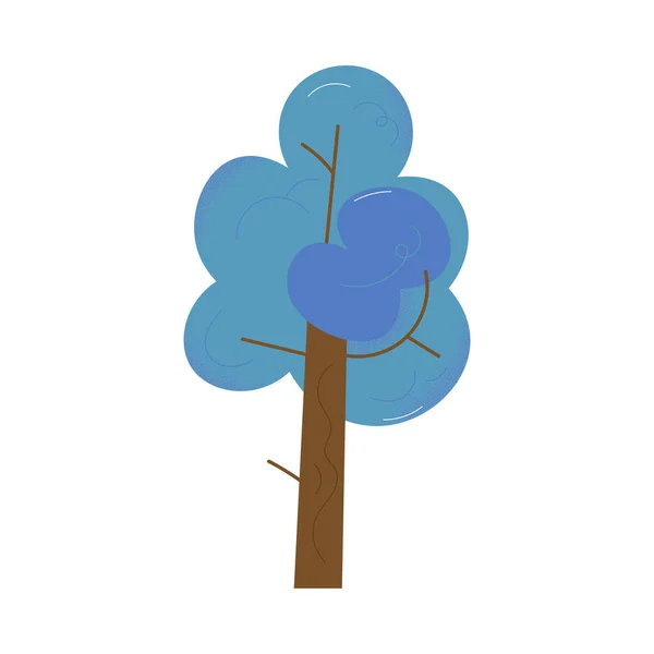 Pohon dengan mahkota biru besar tertutup dengan salju selama musim gugur atau musim dingin - Stok Vektor