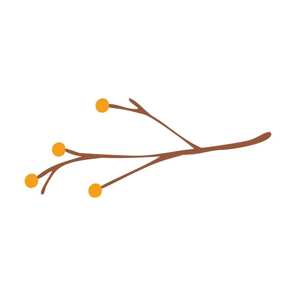 Dry autumn seasonal elegant tree branch with yellow leaves — Stock Vector