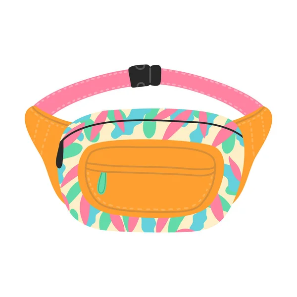 Oranje stijlvolle casual hippe tas met kleurrijke print vector illustratie — Stockvector