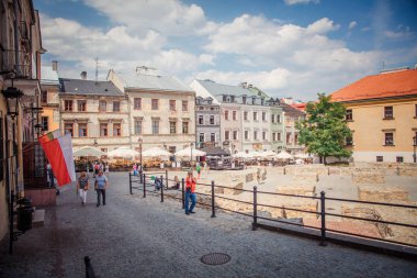 Lublin, Polonya - 19 Ağustos 2017: Street, Lublin, Polonya