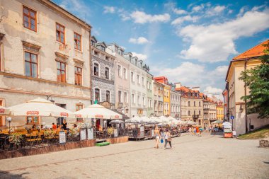 Lublin, Polonya - 19 Ağustos 2017: Street, Lublin, Polonya