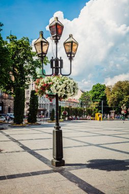 Lviv 'deki Taras Shevchenko anıtının yanındaki fener.