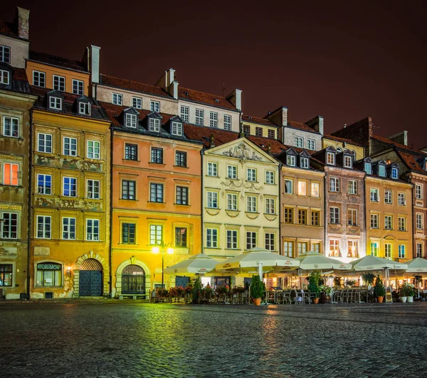 Marktplatz Der Nacht Warschau Polen — Stockfoto