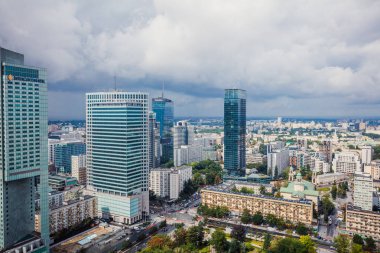 Varşova, Polonya - 21 Ağustos 2017: Görünüm Sarayı Kültür ve bilim, Varşova, Polonya 