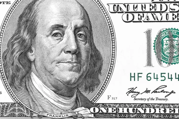 Closeup 100 Dollar Bill — Stock Photo, Image