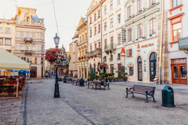 Lviv, Ukraine- June 22, 2018:  Lviv market square, Ukraine clipart