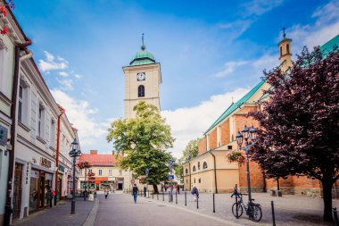 Rzeszow, Polonya - 22 Ağustos 2017: Rzeszow sokak Polonya