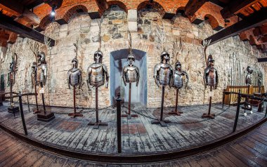 Lviv, Ukrayna - 21 Temmuz 2018: Lviv City Arsenal. İç. Sergi