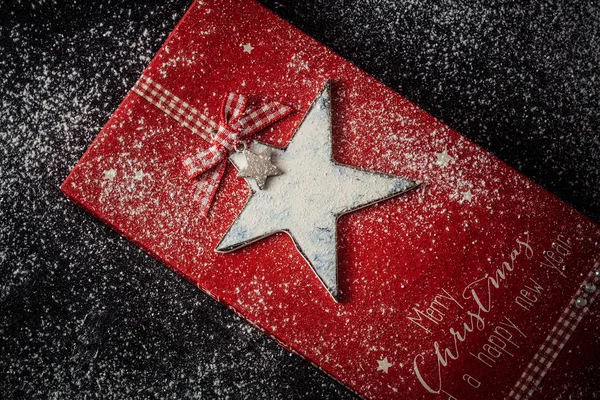 Chocolate Embalado Papel Decoração Natal Com Estrela — Fotografia de Stock