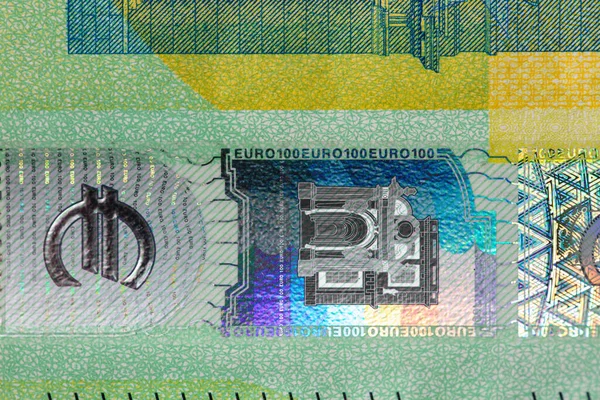 Κοντινό Πλάνο Του Χαρτονομίσματος 100 Ευρώ — Φωτογραφία Αρχείου