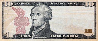 Ortası boş 10 dolarlık banknot.