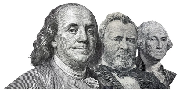 Portraits Usa Presidents Dollars Isolated White Background — Stock Photo, Image