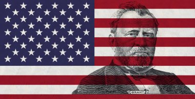 50 dolarlık banknot üzerinde şeffaf Amerikan bayrağı