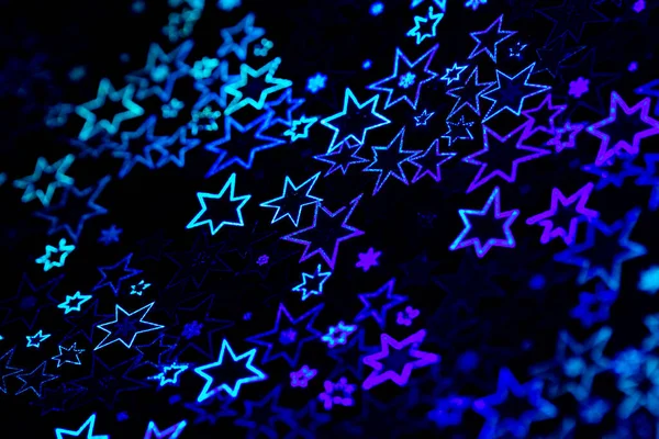 Modrá Holografické Hvězdy Abstraktní Vzorované Pozadí — Stock fotografie