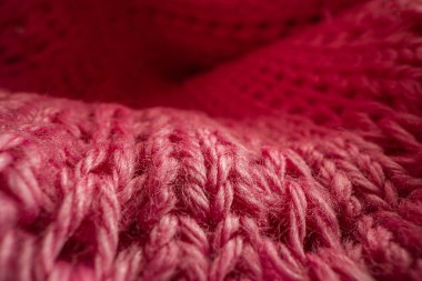 Pembe Örgü Kumaş Yakın Çekim