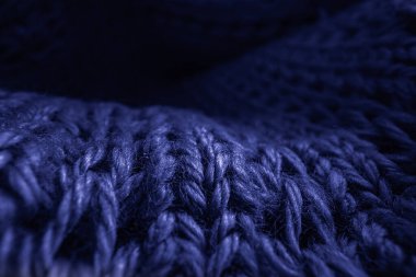Mavi Örgü Kumaş Yakın Çekim