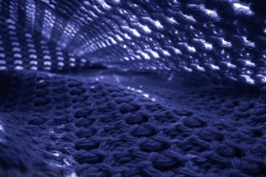Mavi Örgü Kumaş Yakın Çekim
