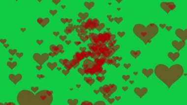 Soyut hareket arka planı parlayan kalp parçacıkları. Şeffaf bokeh. Kusursuz 4K döngü video animasyonu. Açık pembe parıltılı ışıklar, çözülmüş ışık yansımaları döngüye girebilir bokeh arkaplan.