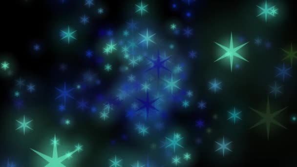 Particules d'étoiles brillantes bleues en mouvement sur fond noir. Bokeh transparent. Animation vidéo en boucle 4K sans couture. Des images de lumières scintillantes en mouvement. Concept de décoration et de célébration