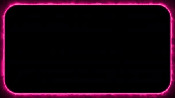 Abstraktes Rosafarbenes Neonglitzerndes Rechteckgestell Abgerundete Rechteckige Animation Auf Schwarzem Hintergrund — Stockvideo