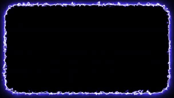 Абстрактный Синий Неоновый Молниеносный Прямоугольник Округлая Прямоугольная Анимация Черном Фоне — стоковое видео