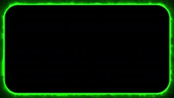 Абстрактная Зеленая Неоновая Туманная Прямоугольная Рамка Округлая Прямоугольная Анимация Черном — стоковое видео