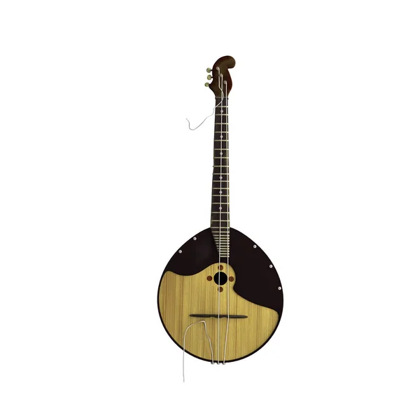 Rysk Folkmusik traditionell musikinstrument - domra, balalajka - med trasig sträng. Realistisk 3d render. — Stockfoto