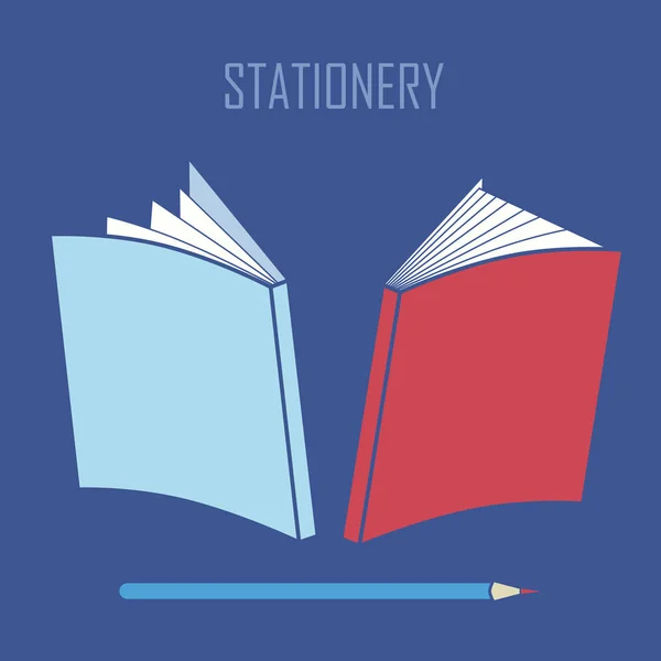 Okulu temsil eden logo resimde sağlar. Vektör görüntü örneği: kitap ve kalem