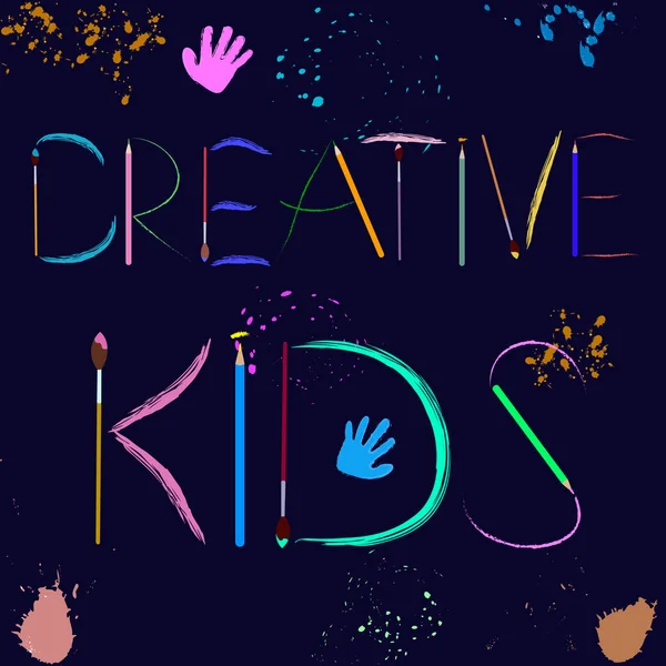 Mooie belettering poster met de tekst creatieve Kids. Vector eps 8. — Stockvector