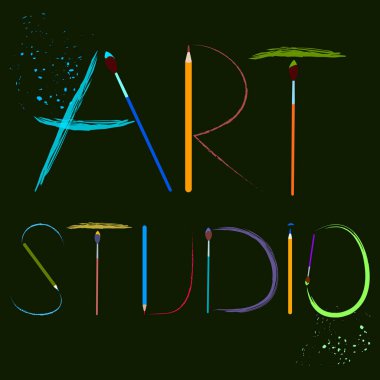 Metin sanat atölyesi ile renkli serin yazı poster. Vektör eps 10.