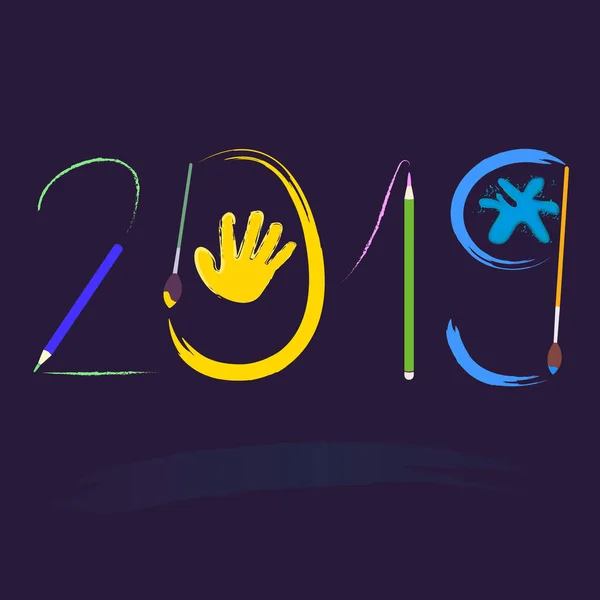 Güzel yeni yıl poster rakamı 2019 ile. Vektör eps10