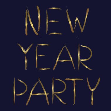 Yeni yıl partisi altın el yazı vektör