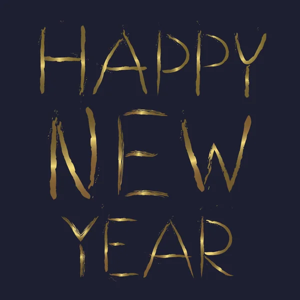 Feliz Año Nuevo vector de letras mano dorada — Vector de stock