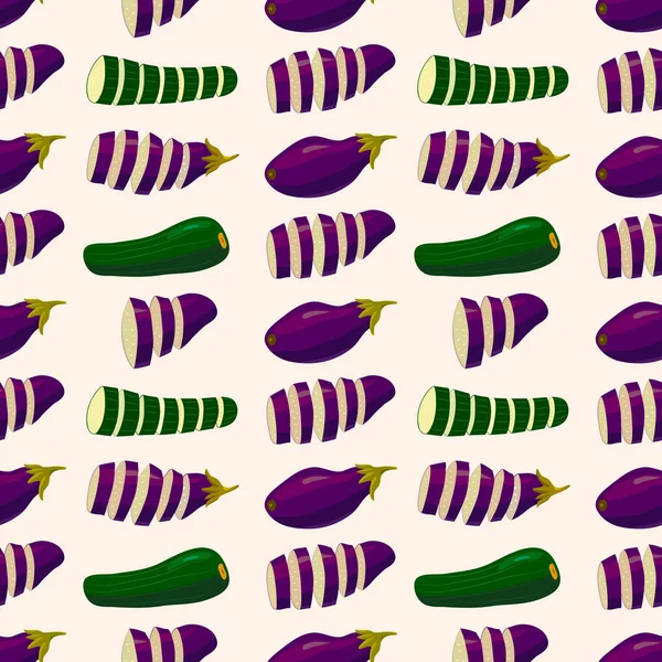Sebzeli seamless modeli. Patlıcan ve iliği squash. Bitkisel kökenli gıda renkli vektör süsleme