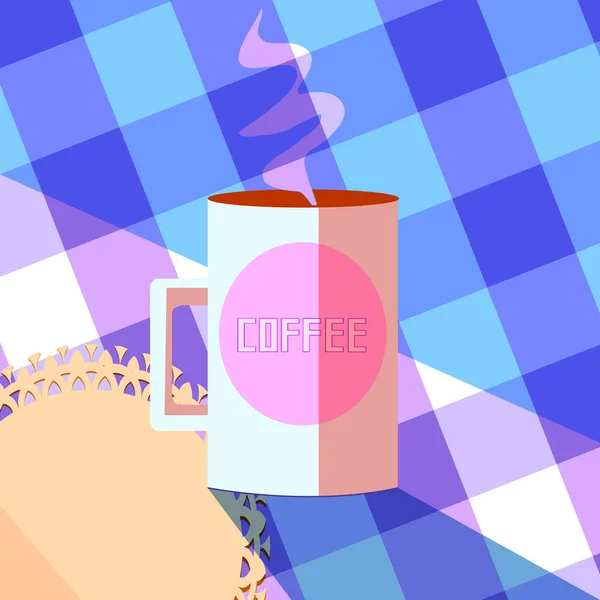 bir tabloda, soyut vektör çizim dumanı tüten kahve