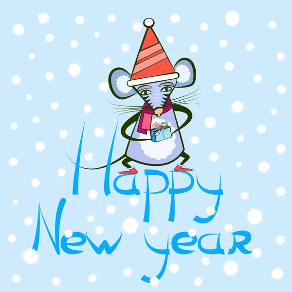 tebrik kartı - yeni yıl hediye ile fare