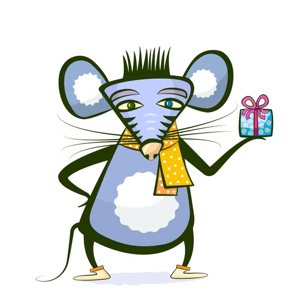 bir hediye kutusu ile hayvan. Hediye tutan fare.