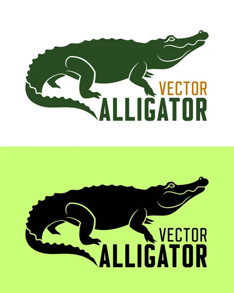 Illustrazione vettoriale silhouette alligatore — Vettoriale Stock